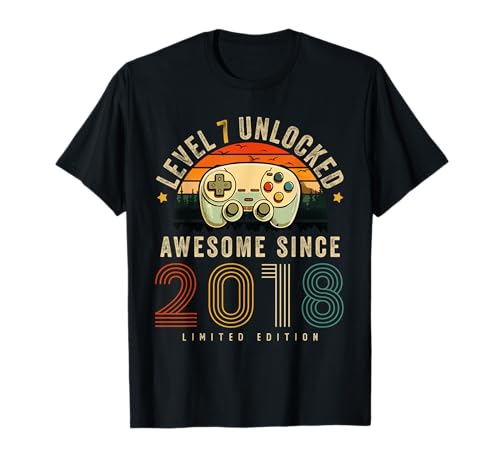 7 Year Old Gifts 2018 Level 7 Unlocked 7th Birthday Boys T-Shirt