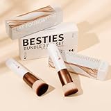 DUcare Foundation Brush 2pcs Flat Top Kabuki Self Tanner Brush Synthetic Professional Makeup Brush Liquid Blending Mineral Powder Buffing Stippling Makeup Tools