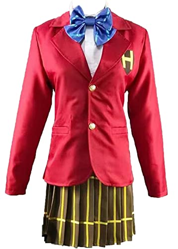 Poetic Walk Anime Red Suit Cosplay Costume School Uniform Sailor Dress Womens Suit Halloween (Red, Large)
