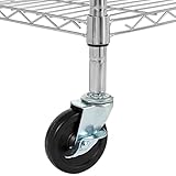 Amazon Basics Portable Kitchen Storage Rack on Caster Wheels with Adjustable Shelves, 175 Pound Capacity, 21 x 15 x 36.7 inches (LxWxH), Wood/Chrome