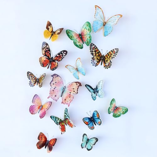 36 Pcs Watercolor Butterfly 3D Wall Stickers Butterflies Room Home Decoration Self-Adhesive Mural for Wedding DIY Decor Decals