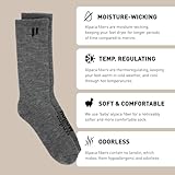 HOLLOW Alpaca Boot Socks for Men and Women, Moisture Wicking Alpaca Socks for Hiking, Running, Outdoors, Any Season Boot Sock, Temperature Regulating, Light Compression, Large, Grey