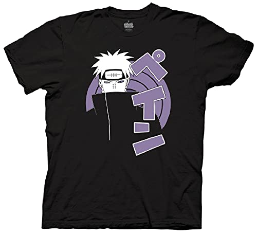 Ripple Junction Naruto Shippuden Men's Short Sleeve T-Shirt Nagato Pain Rinnegan Akatsuki Anime Crew Neck XL Black