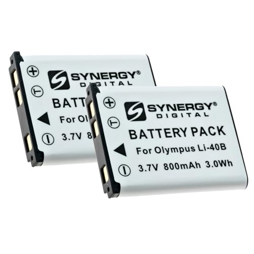 Synergy Digital Camera Batteries, Compatible with Sanyo VPC-T700 Digital Camera, (Li-ion, 3.7V, 800 mAh), Replacement for Olympus LI-40B Battery, Pack Includes: 2 x SDLI40B Batteries