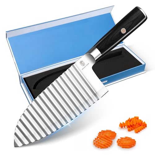 Dragon Creek Crinkle Cutter Knife - Wavy Chopper Potatoes Crinkle Fry Cutter for Vegetable Fruits Fun Carrot Chip Slicer Gift Idea Stainless Steel