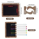 Temlum 15 Pcs Mini Chalkboard Sign with 6 Color Chalk Markers, 2.9″ x 3.9″ Wooden Blackboard Reusable Small Chalkboards for Food, Buffet, Message Board, Table Number (Rustic Brown)