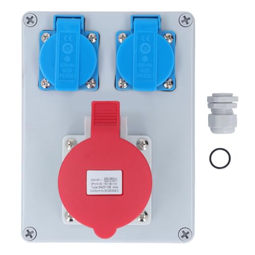 Wall Socket 2Pcs 16A 250V EU Outlet 1Pcs 32A 5 Pin CEE Outlet P44 Industrial Receptacle Box for Indoor and Outdoor Use