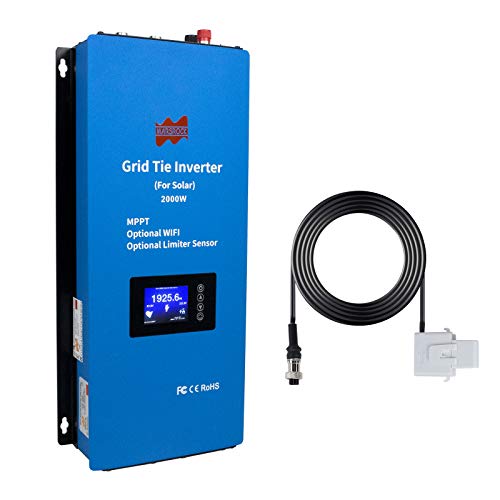 Marsrock Solar 2000W Grid Tie Inverter with Power Limiter LCD Dispay Converts Solar 45-90V DC Input to 240V AC Output Perfectly Suitable for US Standard 2 Phase Grid