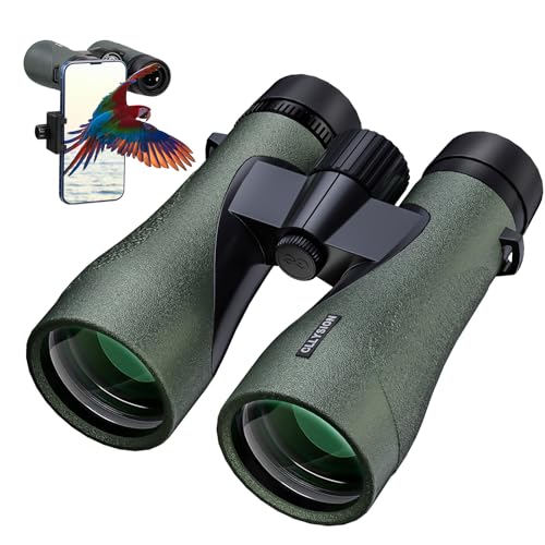 12X50 Professional Binoculars for Adults High Power with Phone Adapter, HD Binoculars with BaK4 prisms, Super Bright Lightweight & Waterproof Binocular Perfect for Bird Watching, Hunting, Stargazing
