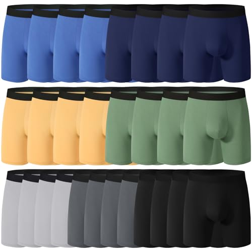 28 Pack Mens Boxer Briefs Cotton Underwear Colorful Soft Breathable Underwear Bulk for Men Size XL Multi