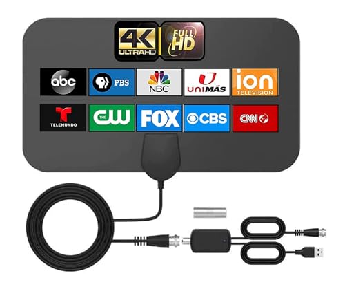 AUTERCO Digital TV Antenna Indoor for Smart TV, 980+ Miles Long Range HD Amplifier Antennas, Support 4K 1080p ATSC/ISDB-T/DVB-T/DVB-T2 All Television Local Channels