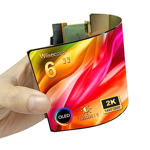 wisecoco 6 inch 2K 1440 * 2880 Flexible OLED Screen Display Soft Curved Bendable Display Screen Module with HDMI Driver Board Controller Kit Only Support Windows Portrait Mode by Default