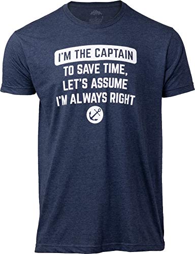 Ann Arbor T-shirt Co. I'm The Captain, Assume I'm Right | Funny Boating Nautical Joke Boat Humor T-Shirt for Men Women-(Adult,2XL) Vintage Navy