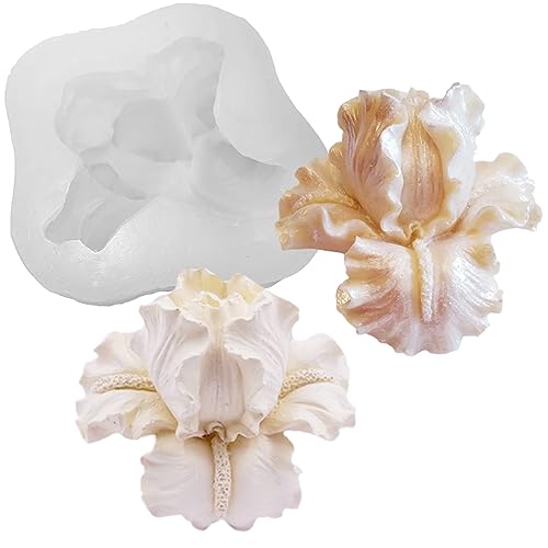 LSLEVA Large Iris Flower Silicone Candle Mold, DIY 3D Iris Orchid Flowers Molds for Candle Making Resin Soap Casting Chocolate Cake Gifts Home Decor Valentine's Day Wedding Souvenirs