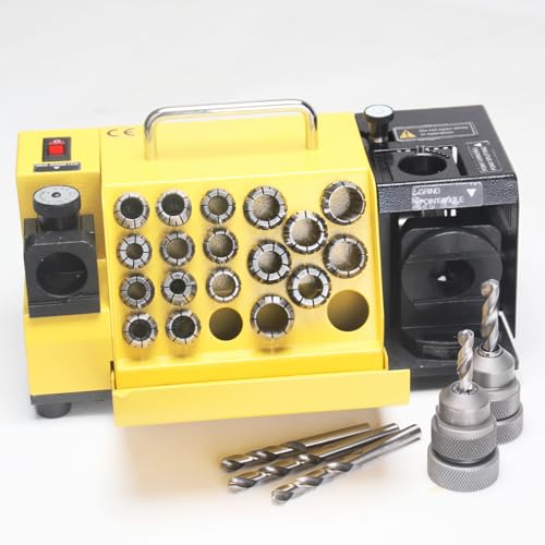 Drill Bits Sharpener, 3-20mm Grinding Machine, Lip Relief Angle & 95°-135° Point Angle Adjustable Drill Bit Re-Sharpener, Portable Sharpening Machine with 18 Collets, MR-20G