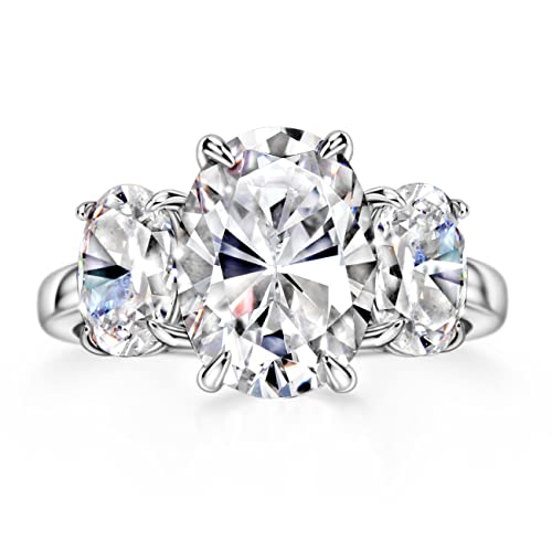 Michooyel S925 Oval Cut 3-Stone Engagement Ring for Women 5.6cttw Cubic Zirconia Wedding Promise Ring Sterling Silver Wedding Band For Women