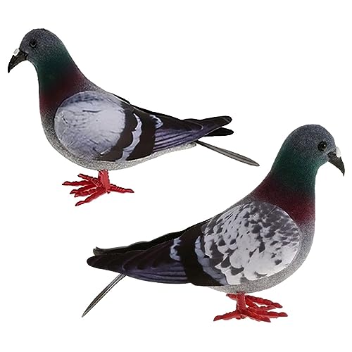 LOGOFUN 2 Pcs Realistic Foam Pigeon Artificial Pigeon Figurine Fake Dove Model for Home Garden Lawn Backyard Decoration