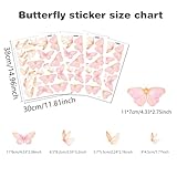 Pink Butterflies Wall Decals，DIY Watercolor Butterfly Art Wall Stickers，for Nursery Bedroom Kitchen Classroom Decor Removable Peel and Stick Indoor Wall Decor