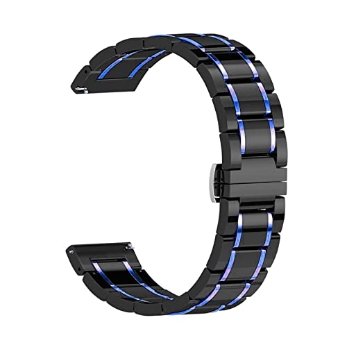 HUOJUA Ceramic Metal Strap Compatible With Watch 3/Active 2/Huawei GT2/Amazfit GTR Bracelet Wristband Compatible With Watch 22mm 20mm Band(Black blue,20mm)