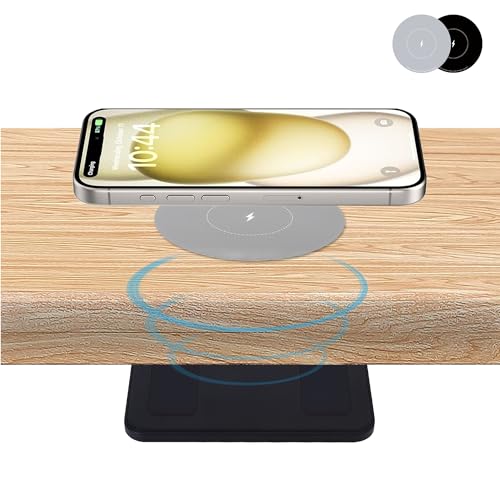 2-inch (50mm) NiiTTER Invisible Wireless Charger, Under Desk Wireless Charger, Under Counter Wireless Charging for iPhone 16/15/14/13/12/Wireless Phones(Adapter Included)
