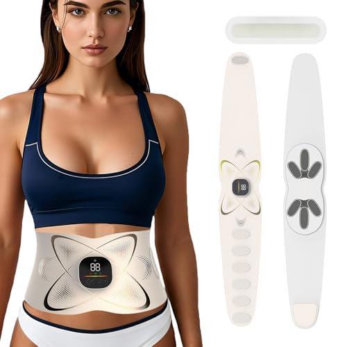 Abs Stimulator Abdominal, ab Belt Muscle Stimulator with Heat for Belly Fat Loss, Stomach Cellulite Melting, Postpartum Care Smooth & Firming, Lower Back Massager for Pain Relief Women Men Gifts