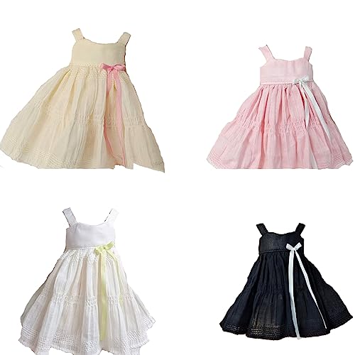 4 Pieces BJD Doll Clothes 1/6 Slip Dress 12 inch White + Black + Pink + Yellow Skirt