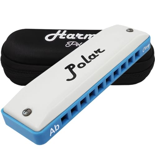 Harmo Polar Diatonic Harmonica Key of Ab, Super Country Tuned - Ideal for Bluegrass, Jazz, and Celtic Music, Mouth Organ With Case, Harmonica for Adults, Beginners & Professionals