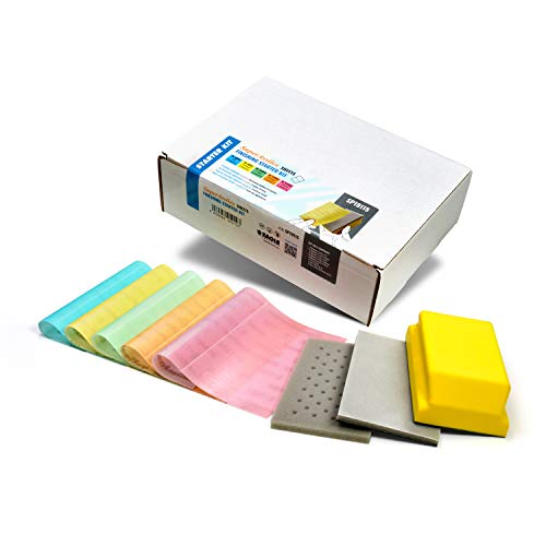 Eagle Abrasives Super Assilex Flexible Sanding Sheet Finishing Starter Kit, SP19115, K600-K1500, 25 Sheets + 1 Foam Hand Block & Interface Pad + 1 M Hand Pad
