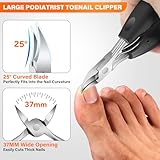 Toenail Clippers for Seniors Thick Toenails, Heavy Duty Large Toe Nail Clippers for Men Thick Nails with Wide Opening, Sharp Ingrown Toenail Clippers Nail Cutter Long Handle with Slanted Curved Blade