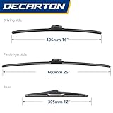 DECARTON Windshield Wiper and Rear Wiper Blade Replacement for Kia Sorento 2016-2020, Genuine Quality Wiper Blades (Set of 3)