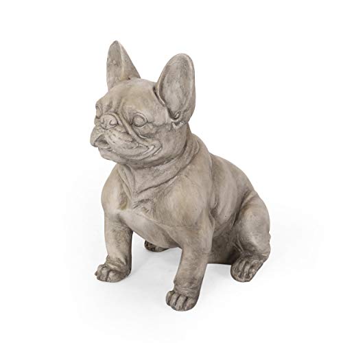 Christopher Knight Home Susan Outdoor French Bulldog Garden Statue, Gray