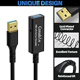 USB 3.0 Active Extension Cable 30 Feet, Long USB Type-A Male to Female Extender Cord, Built-in 2 Signal Booster Smart Chips, 5Gbps Transfer, for Printer, Xbox, Webcam, VR, Hard Drive, USB Hub and More