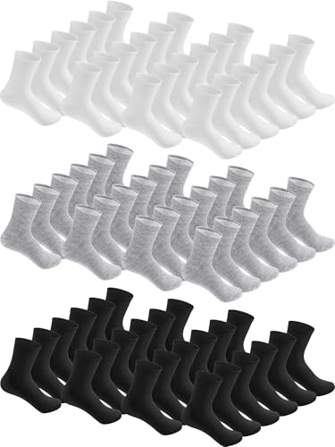 Tarpop 100 Pairs Bulk Mens Socks Moisture Wicking Casual Sports Ankle Socks for Homeless Unisex Adult Men Women(Black, White, Gray)