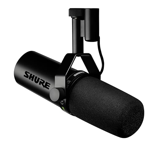 Shure SM7dB Dynamic Vocal Microphone w/Built-in Preamp for Streaming, Podcast, & Recording, Wide-Range Frequency, Warm & Smooth Sound, Rugged Construction, Detachable Windscreen - Black