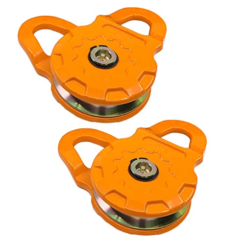 GearAmerica Mega Snatch Block 25T Strength (25,000 Lbs) Heavy Duty Winch Pulley for Synthetic Rope Or Steel Cable | Control Recovery Direction, Double Winch Pulling Power (Mega Snatch 25 Ton, 2 Pack)