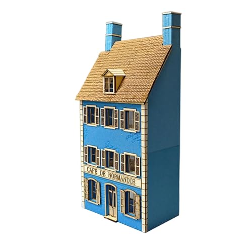 DYNWAVE 1/35 HO Scale Cafe Building Architecture Scene DIY Assemble Assembled Model Railway Layout Model for Scene Sand Table Layout, 19.5cmx11.5cmx44.6cm