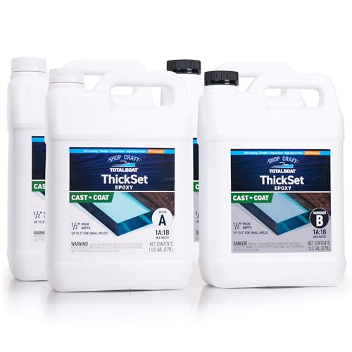 TotalBoat Thickset Deep Pour Epoxy Resin Kit - 4 Gallon Crystal Clear Formula for 1/2" - 2” Pours - Fast Cure Epoxy Resin for Casting, River Tables, Flower Preservation, DIY Crafts & Wood Filler