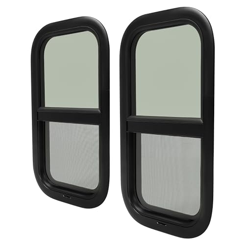 HECASA RV Window 12" W x 22" H for Trailer Cargo Camper Vertical Sliding Replacement with Trim Kit 2pcs