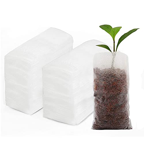 200pcs Nursery Bags Plant,Biodegradable Non-Woven Plant Grow Bags Fabric Seedling Pots Bags Plants Home Garden Supply (5.5x6.2)
