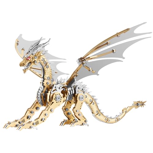 LONGPIN 3D Puzzles for Adults,Metal Dragon Puzzle Building Set,Collectible Mechanical Engineering Crafts for Home Office Decoration & Gift(Golden)