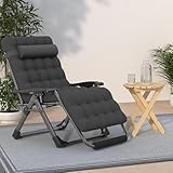 Suteck Oversized Zero Gravity Chair,33In XXL Lounge Chair w/Removable Cushion&Headrest, Reclining Camping Chair w/Upgraded Lock and Footrest, Reclining Patio Chairs Recliner for Indoor Outdoor,500LBS