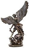 Top Collection Archangel St. Michael Statue - Michael Archangel of Heaven Defeating Lucifer in Premium Cold-Cast Bronze - 14.5-Inch Collectible Angel Figurine