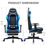 GTRACING Gaming Chair with Footrest, Ergonomic Computer Game Desk Chair, Reclining Gamer Chair Seat Height Adjustment, Swivel Rocker with Headrest and Lumbar (Navy Blue)