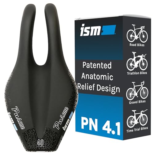 ISM PN 4.1 Narrow Road Bike Seat - Professionally Designed Noseless Bike Seat for All Serious Cyclists - Upgraded Anatomic Relief Bicycle Saddle Built for Racing with Leg Clearance & Reduced Numbness