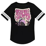 Disney Ladies Villains Baseball Jersey - Ursela, Cruella de Vil, and Maleficent Mesh Button Down Baseball Jersey (Black White, Medium)