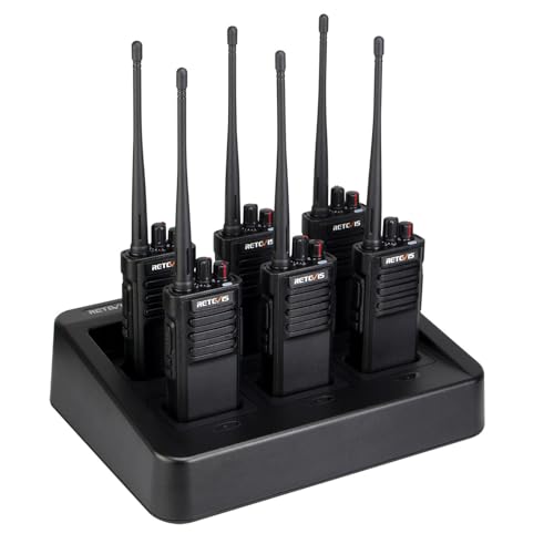 Retevis RT29D DMR 2 Way Radio with Six-Way Charger, IP67 Waterproof Two Way Radios, Digital Professional Walkie Talkies Long Range, 3200mAh, for School Construction(6 Pack)