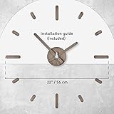 Presentime & Co Large Frameless DIY Wall Clock for Modern Home/Office Decoration, Silent no Ticking, Light Gray Oak Style. Wall Décor for Living Room, Dining Room, Kitchen, Bedroom, Class Room.