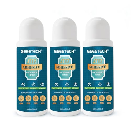 GEEETECH 3D Printer Glue Adhesive 3 Packs 450ml/15fl oz, Strong Bed Glue Reduces Warping & Improves Bed Adhesion for PLA, PETG, TPU, ABS Filament, Compatible with Glass & Various Build Plate