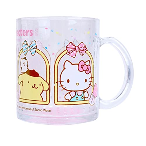 Ellon Kawaii Kitty Cat & Friends Mix Characters Glass Mug Tea Water Latte Coffee Mike Beer Juice Drinks Cup with Handle