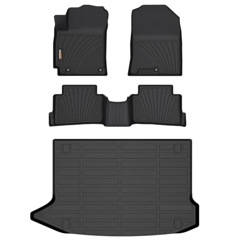 Binmotor-Floor Mats with Cargo Liner for Hyundai kona 2018-2023 & Kona N 2022 2023 (No Electric Model) SE | SEL | N Line | N | Limited Automotive Floor Liners Full Set-Black